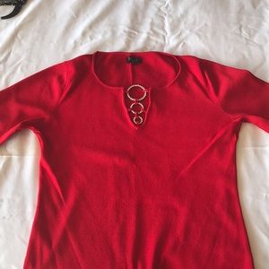 Camille La Vie sweater 3/4 sleeve red L